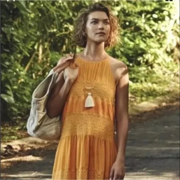 HD in Paris sleeveless yellow midi dress M - Picture 2 of 8